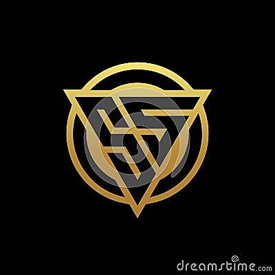 SS logo monogram with triangle shape and circle rounded isolated on gold colors Vector Illustration