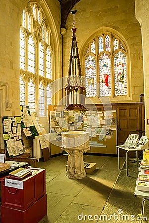 SS Peter and Paul parish church Font Northleach England Editorial Stock Photo