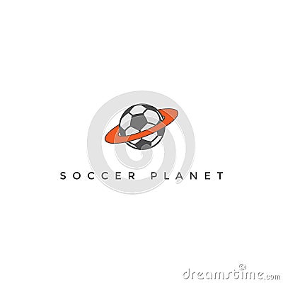 Soccer Football Ball Planet for Sport Store Team Club Logo Design Vector Vector Illustration