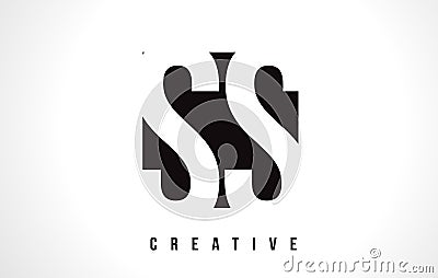 SS S S White Letter Logo Design with Black Square. Vector Illustration