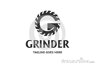 Initial Letter G Grinder for Woodworking Carpentry Logo Design Vector Vector Illustration