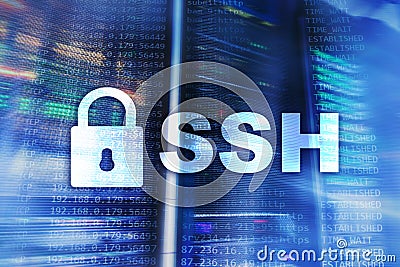 SSH, Secure Shell protocol and software. Data protection, internet and telecommunication concept. Stock Photo