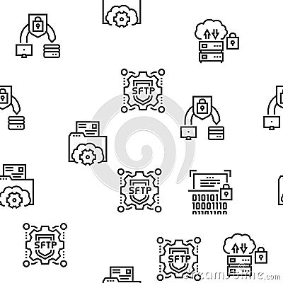 Ssh, Sftp File Transfer Protocol Icons Set Vector Vector Illustration