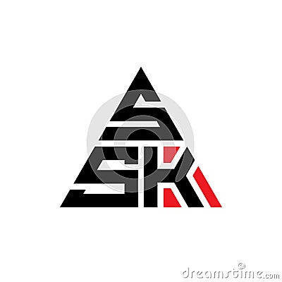 SSK triangle letter logo design with triangle shape. SSK triangle logo design monogram. SSK triangle vector logo template with red Vector Illustration