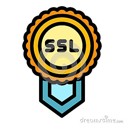 Ssl confirmation icon color outline vector Vector Illustration