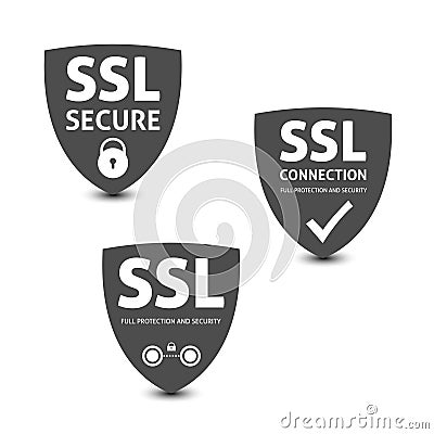 SSL secure connection banners. Cartoon Illustration