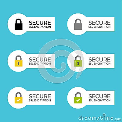SSL Secure encryption tag /button /bar Vector Illustration