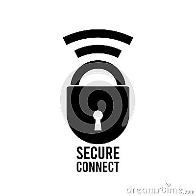 SSL secure https certificate connection icon vector illustration isolated, black and white secured padlock web symbols, protected Vector Illustration