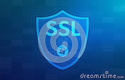 SSL - Secure Sockets Layer certificate. Security data technology for establishing an encrypted connection between server Vector Illustration