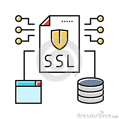 ssl secure sockets layer seo color icon vector illustration Cartoon Illustration