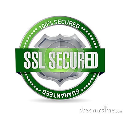 Ssl secured seal or shield illustration Cartoon Illustration