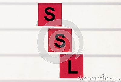 SSL, security certificate for web site written on paper notes Stock Photo