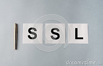 SSL, security certificate for web site written on paper notes Stock Photo