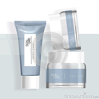 Vector Skincare Cosmetics Beauty Healthcare Tube & Jar Packaging Vector Illustration