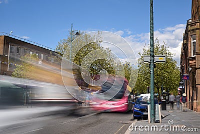 St Albans-UK - 19 May 2021 - People shopping and walking on busy retail high street with market stalls and shops Editorial Stock Photo