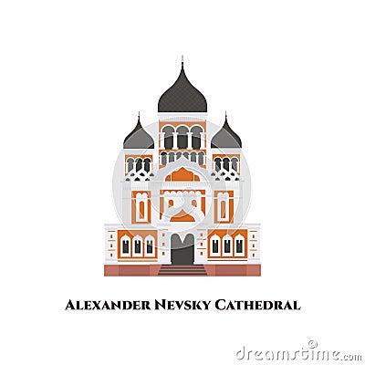 St. Alexander Nevsky Cathedral. It is a Bulgarian Orthodox cathedral in Sofia, the capital of Bulgaria. It`s amazing buildings Vector Illustration