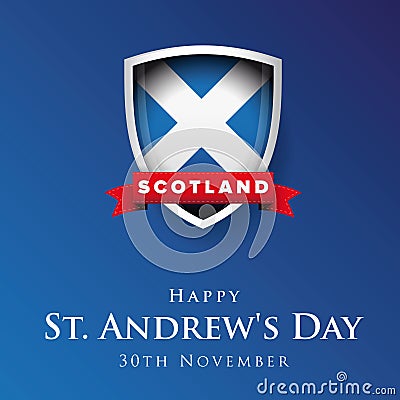 St Andrew Day Scotland flag shield banner or poster Vector Illustration