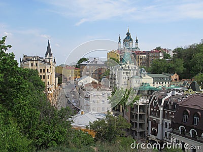 Ukraine. Kiev. Andriyivski Uzviz. St. Andrew`s Church. The Richard`s Castle Editorial Stock Photo