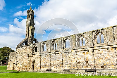 Ruined nave and tower of St Andrews Cathedral in St Andrews, Scotland Editorial Stock Photo
