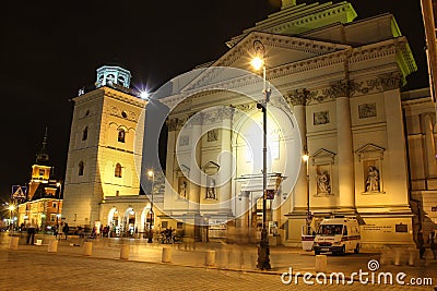 St Anne's church at night. Warsaw.Poland Editorial Stock Photo