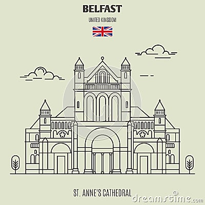 St. Annes Cathedral in Belfast, UK. Landmark icon Vector Illustration