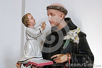 St. Anthony of Padua, sculpture in the Church of All Saints, Sesvete, Croatia, Europe Editorial Stock Photo