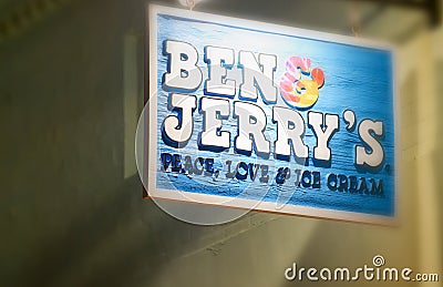 ST AUGUSTINE, APRIL 8, 2018: Ben & Jerry\'s ice cream store in St Augustine. Ben & Jerrys committed to making their products GMO- Editorial Stock Photo