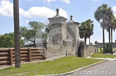 St Augustine FL,August 8th:Castillo de San Marcos entrance from St Augustine in Florida Stock Photo