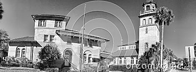 ST. AUGUSTINE, FLORIDA - FEBRUARY 2016: Panoramic view of Flagler College. St Augustine is a famous Florida destination Editorial Stock Photo