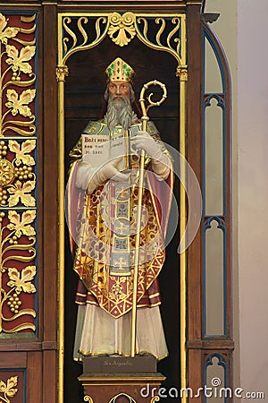 St. Augustine, a statue on a high altar in the parish church of St. Martin in Dugo Selo, Croatia Stock Photo