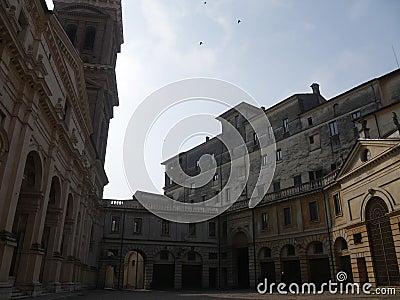 Mantova â€“ St. Barbara church and Domus Nova Editorial Stock Photo