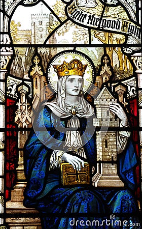 St. Barbara in stained glass Stock Photo