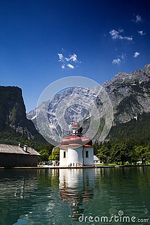 St. Bartholomae at the Koenigssee Stock Photo