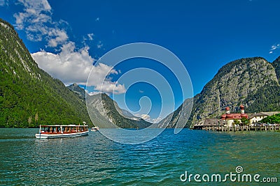 St.Bartolomei Church on Konigsee lake Stock Photo