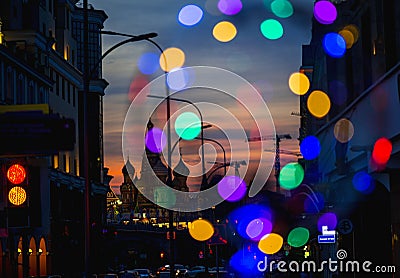St basil cathedral with colorful lights Editorial Stock Photo