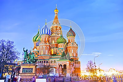 St. Basil's cathedral in Moscow at night Stock Photo