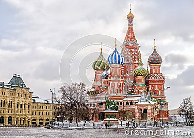 St. Basil`s Cathedral in Moscow, winter view Stock Photo