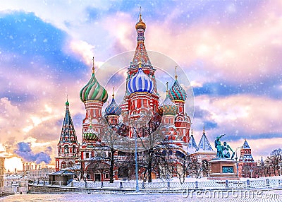 St. Basil`s Cathedral on Red Square in Moscow Stock Photo