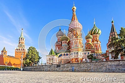 St. Basil`s Cathedral on Red Square in Moscow Stock Photo