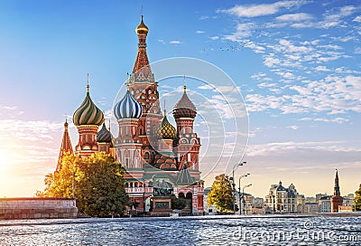 St. Basil's Cathedral on Red Square in Moscow and nobody around Stock Photo