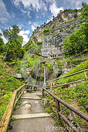 St. Beatus Cave in Lake Thun near Interlaken, Canton Bern, Switzerland, Europe Stock Photo