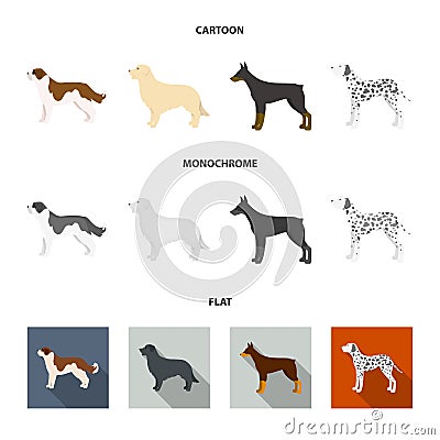 St. Bernard, retriever,doberman, labrador. Dog breeds set collection icons in cartoon,flat,monochrome style vector Vector Illustration