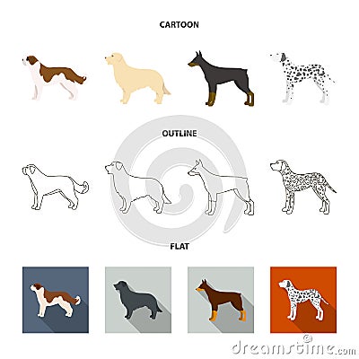 St. Bernard, retriever,doberman, labrador. Dog breeds set collection icons in cartoon,outline,flat style vector symbol Vector Illustration