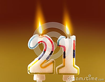 21st Birthday - Candles Stock Photo