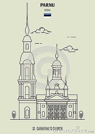 St. Catherine Church in Parnu, Estonia. Landmark icon Vector Illustration