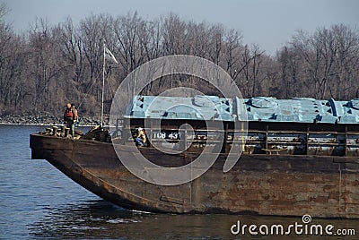 ST. CHARLES, UNITED STATES - Dec 23, 2008: river barge Editorial Stock Photo