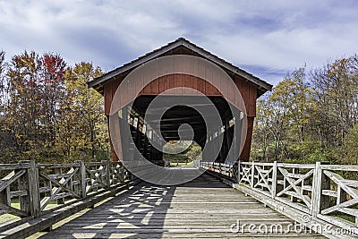 View inside Shaeffer Campbell Covered Bridge Editorial Stock Photo