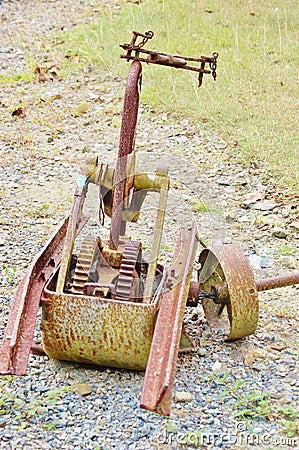 St croix botanical garden antique rusty water pump Stock Photo