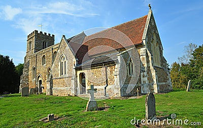 St Deny`s Church, Little Barford, Bedfordshire in sunshine Stock Photo