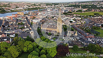 St Eugene& x27;s Cathedral Derry standing out from the crowd Stock Photo